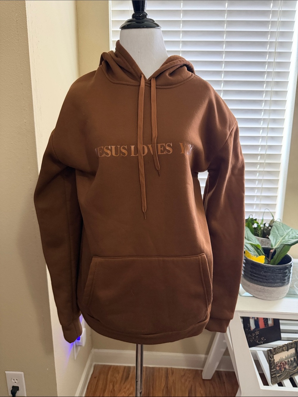 Jesus Loves You Brown Hooded Sweatshirt